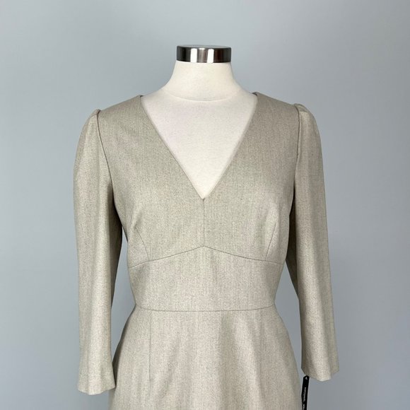 Antonio Melani Dhara V Neck Stretch Sheath Dress Beige Natural size 12 - Picture 4 of 12